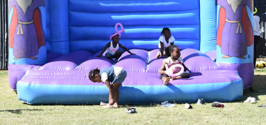 Image showing children enjoying jumps at a bouncing castle at Mombasa Sports club Children playground.